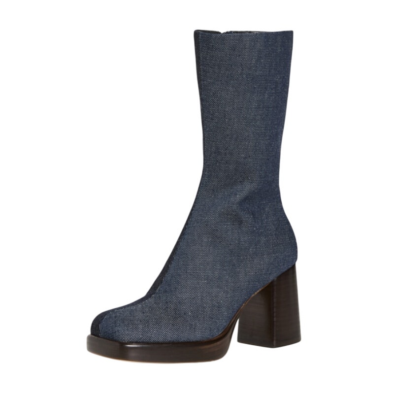 Rag & Bone Womens Matrix Platform Boots Us 8.5m Eu 38.5 Dark Blue Denim Nwob
